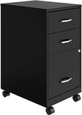 3 Drawer Metal Mobile File Cabinet with Lock, Black W77496