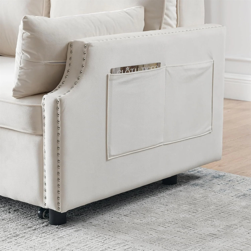 Velvet Convertible Sleeper Sofa with Pull Out Bed F670