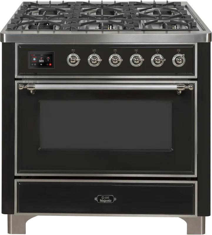 36 Dual Fuel Propane Gas Range Matte Graphite Chrome Trim C179488