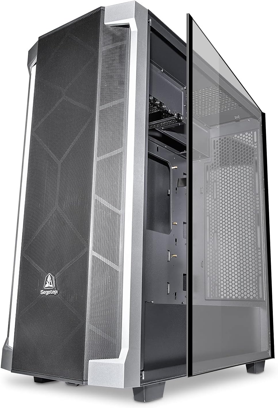 Black ATX Mid Tower PC Gaming Computer Case with Tempered Glass & RGB Front Panel F4922