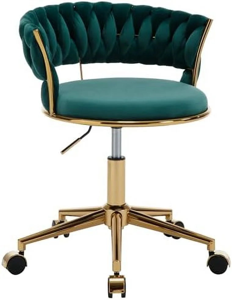 Dark Blue Velvet Desk Chair with Wheels K37379