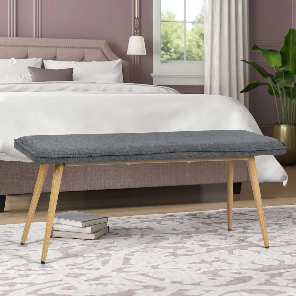 Charcoal Gray Upholstered Tufted Bench G5831