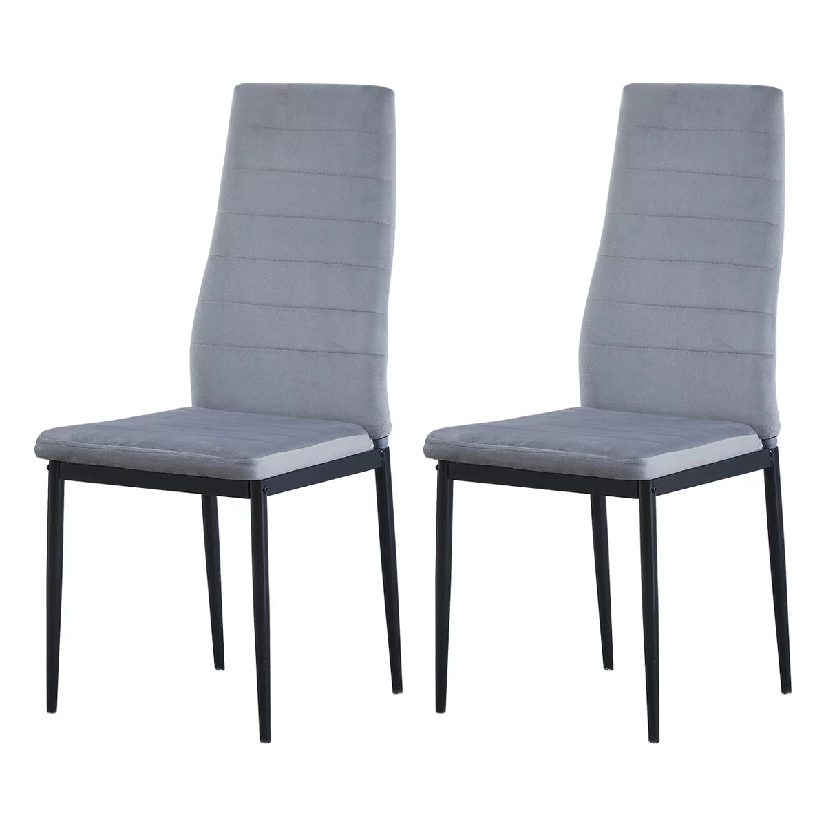 Set of 4 Gray Velvet Upholstered Dining Chairs E3296