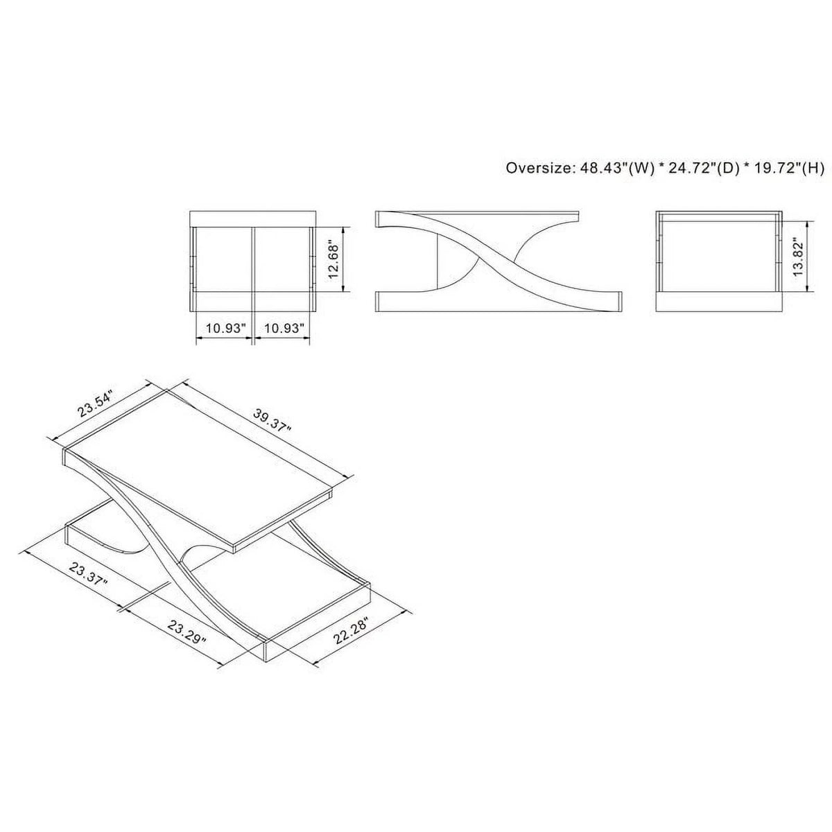 Wood 2-Shelf Coffee Table Y3792