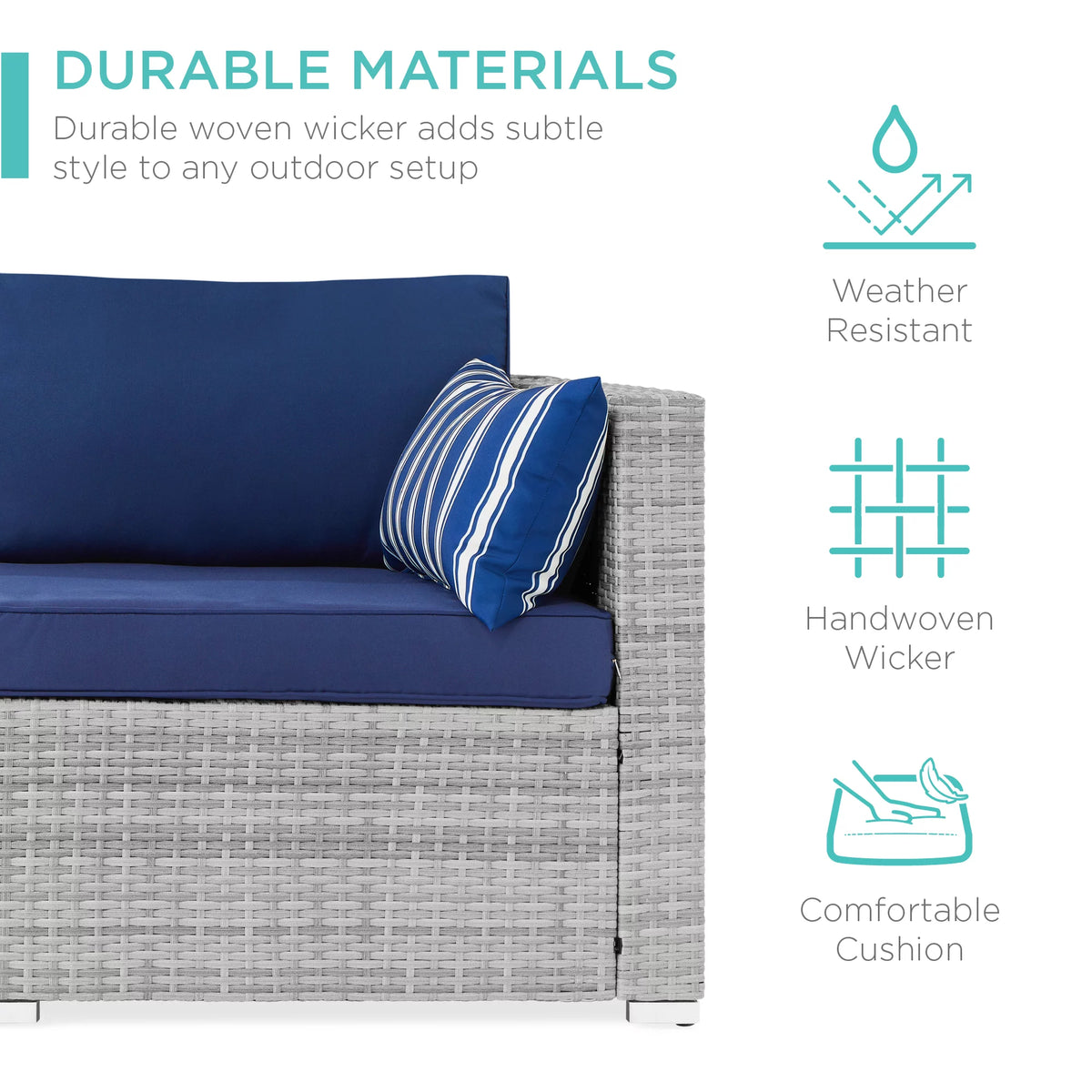 2-Person Wicker Patio Loveseat with 2 Accent Pillows E95751