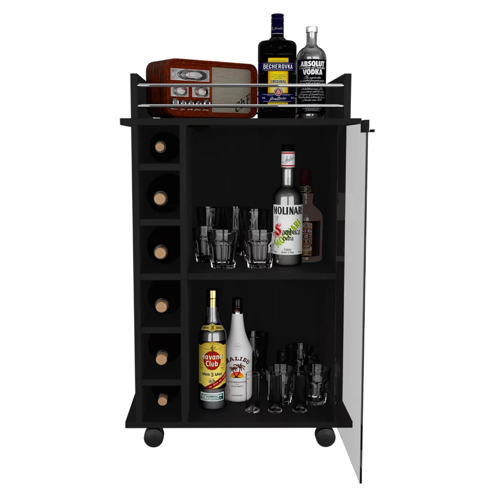 Black Two Tier Bar Cart F9880