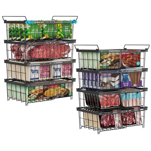 Black 4 Pack Expandable Stackable Freezer Organizer Bins E19112
