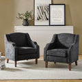 Charcoal Upholstered Wooden Armchairs Set of 2 O1528