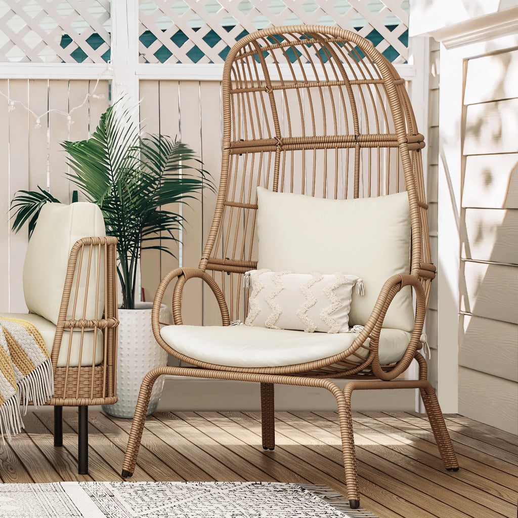 Oversized Wicker Egg Chair with Steel Frame G613