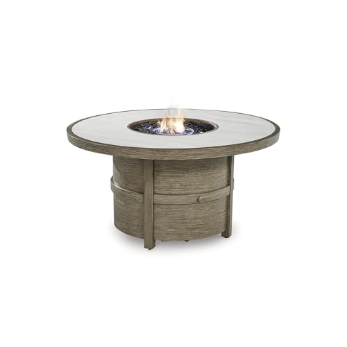 Light Brown Beige Sintered Stone Outdoor Fire Pit Table Y1151