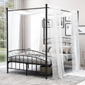 Queen Size White Metal Canopy Bed Frame with Headboard Z566600