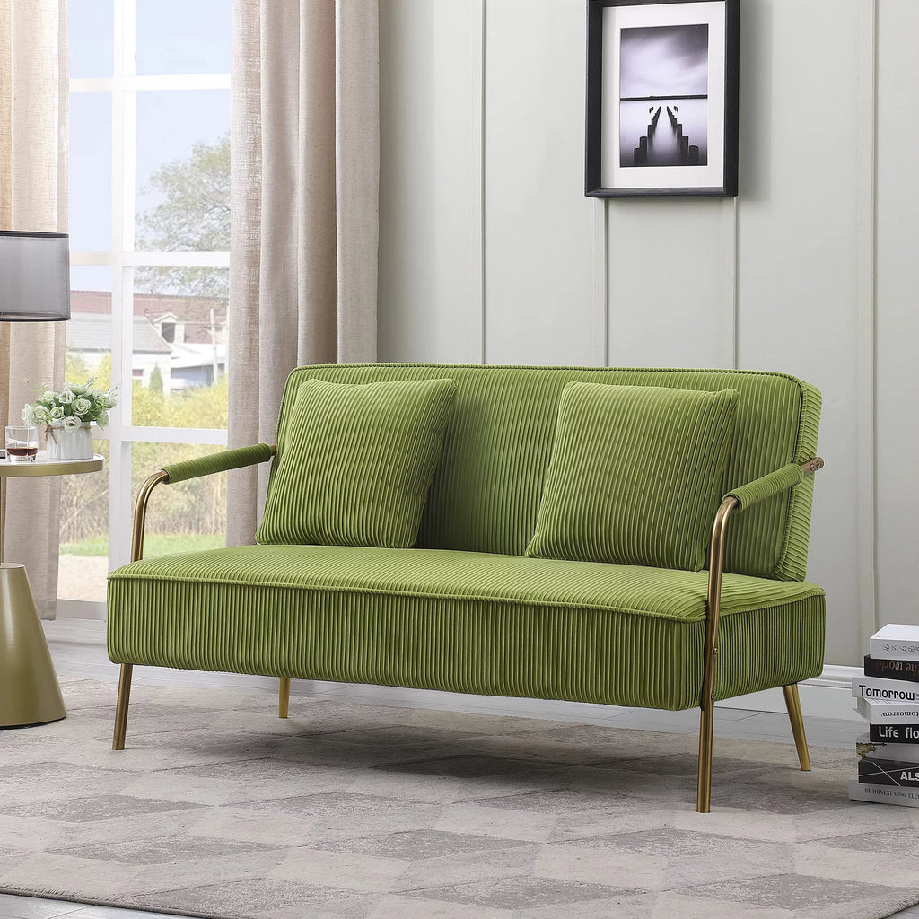 Olive Green Velvet Upholstered Loveseat E95744