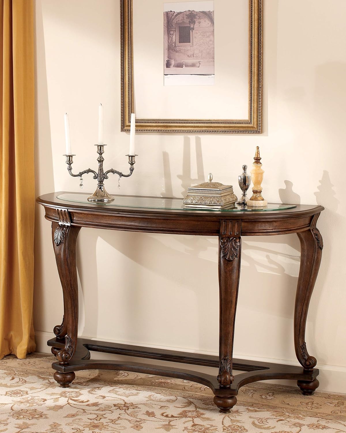Dark Brown Glass Top Sofa Table K59332