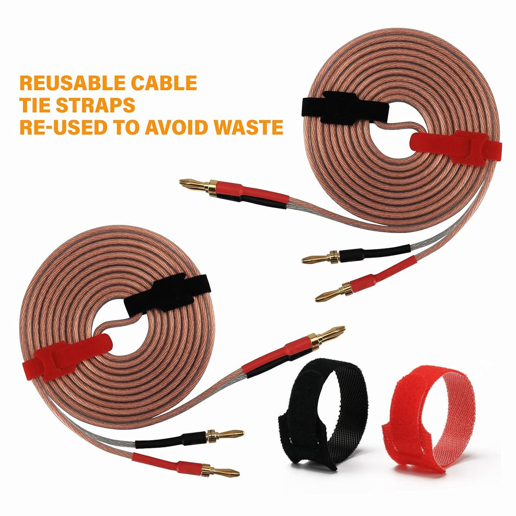 1 Pair 13AWG Oxygen-Free Copper Speaker Cables with Banana Plug Tips H351842