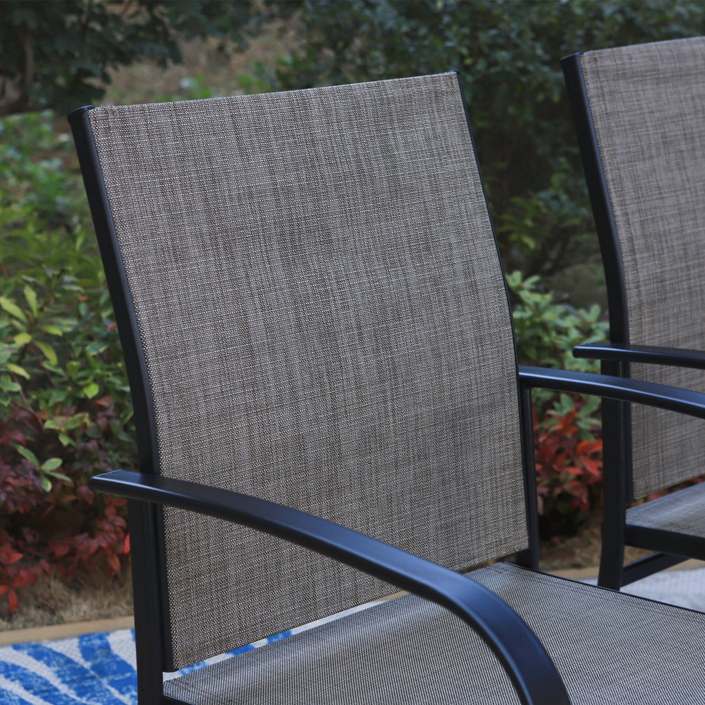 Set of 4 Outdoor Patio Dining Chairs Steel Textilene Black Brown H43300