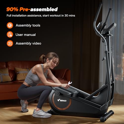Elliptical Exercise Machine with 16.5-19IN Stride, Automatic Resistance, 400lbs Capacity E47294