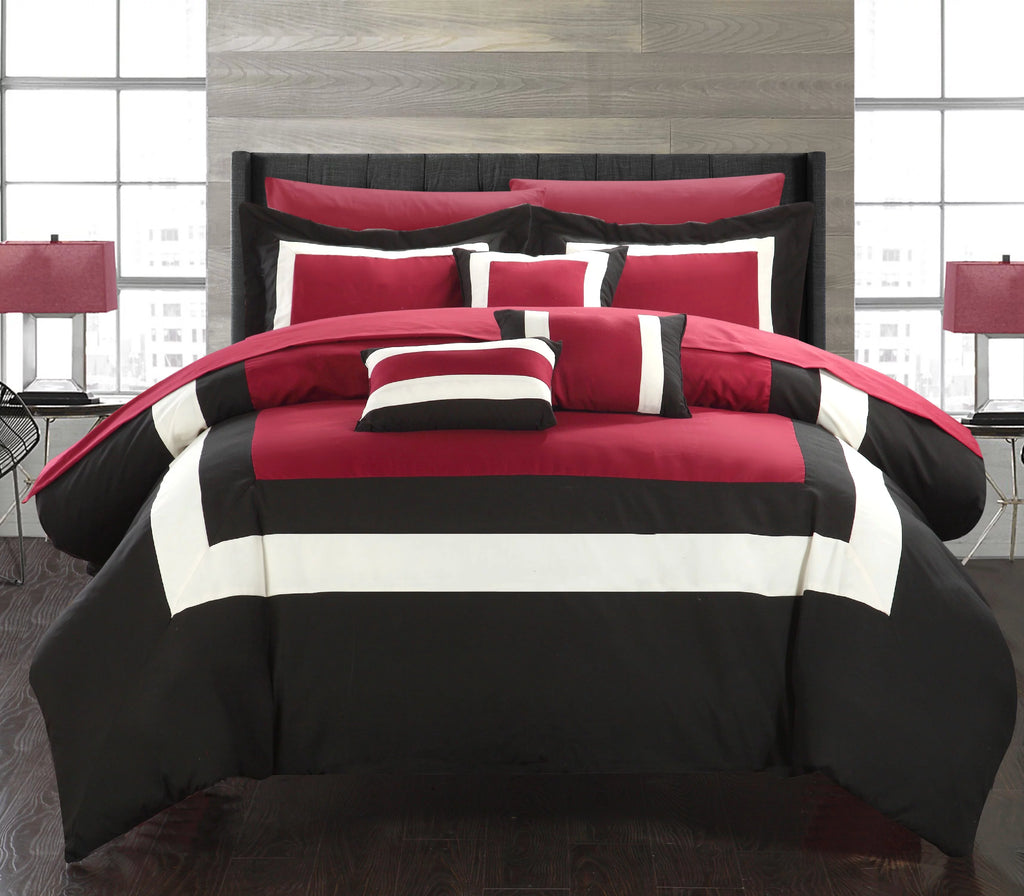 10-Piece Color Block Comforter Set King E536319