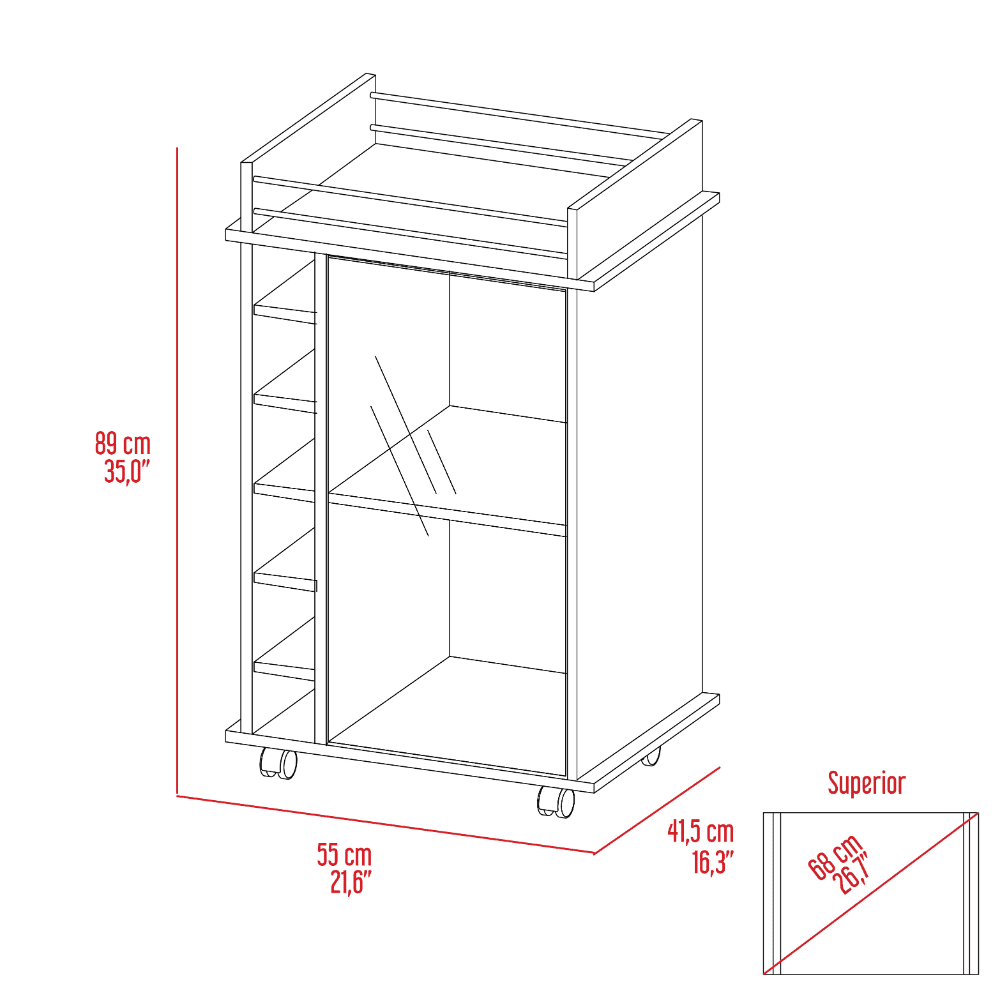 Black Two Tier Bar Cart F9880