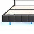 Queen Size Floating Bed Frame with LED Lights and USB Charging Black C638190