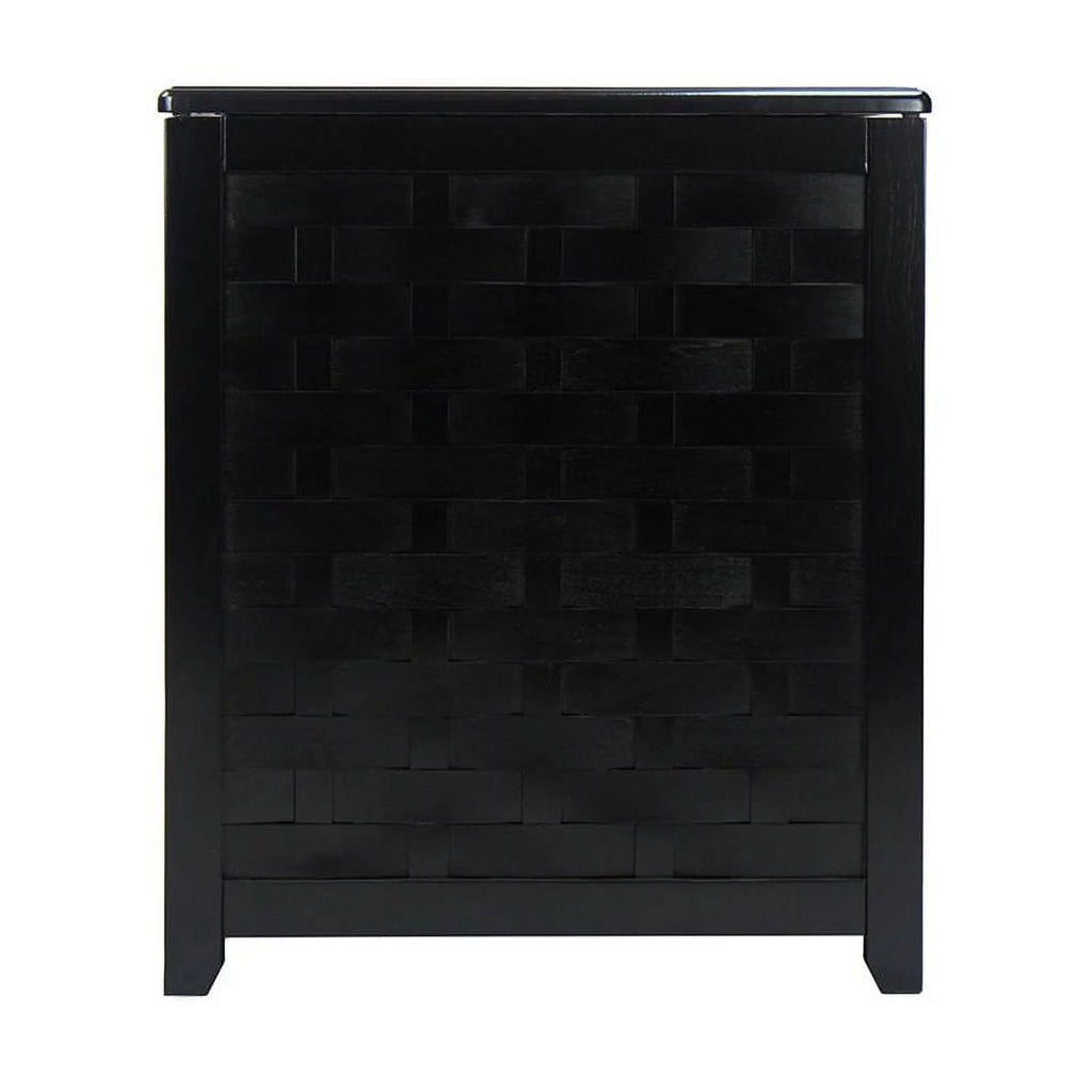 Black Rectangular Wood Laundry Hamper with Interior Bag Z76147