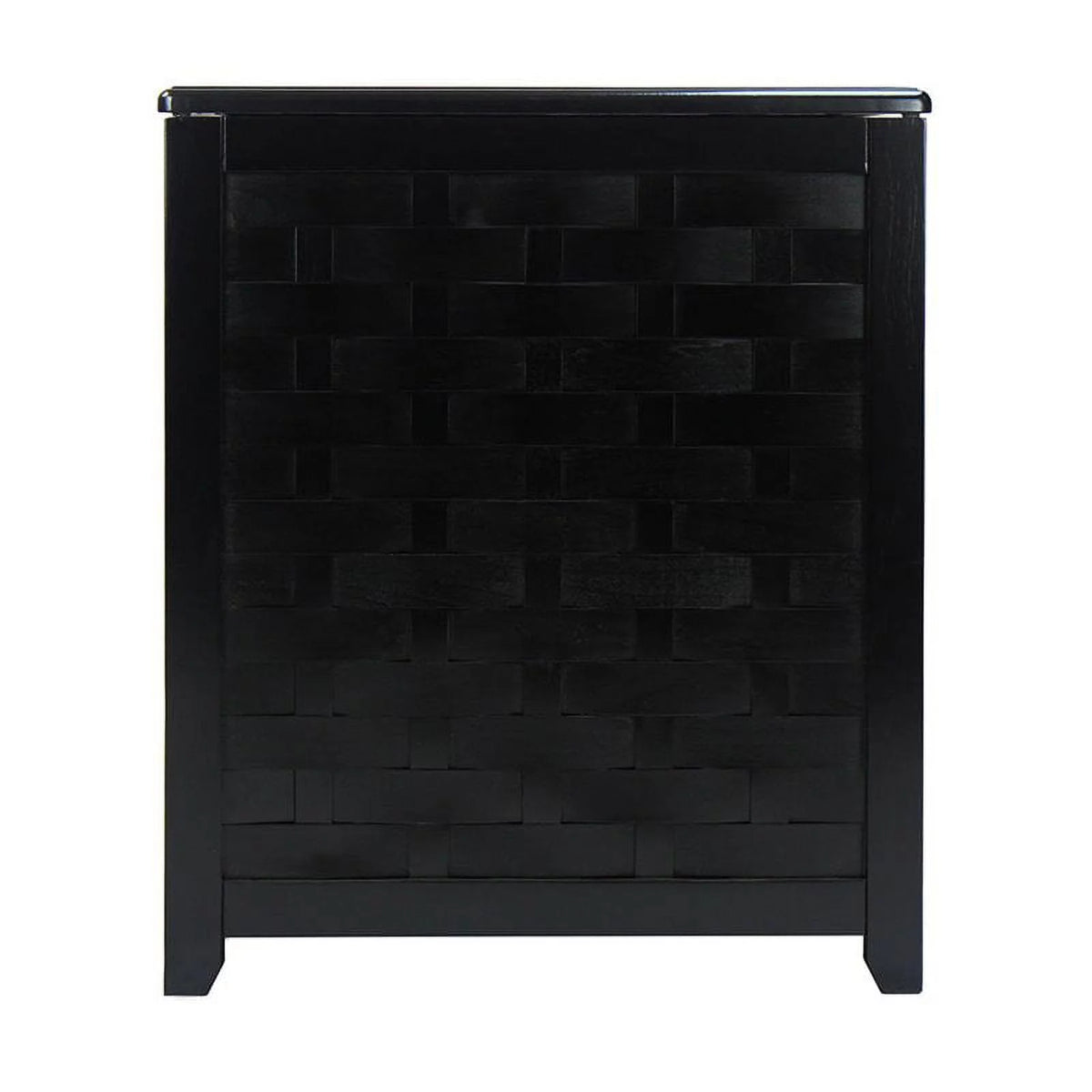 Black Rectangular Wood Laundry Hamper with Interior Bag Z76147