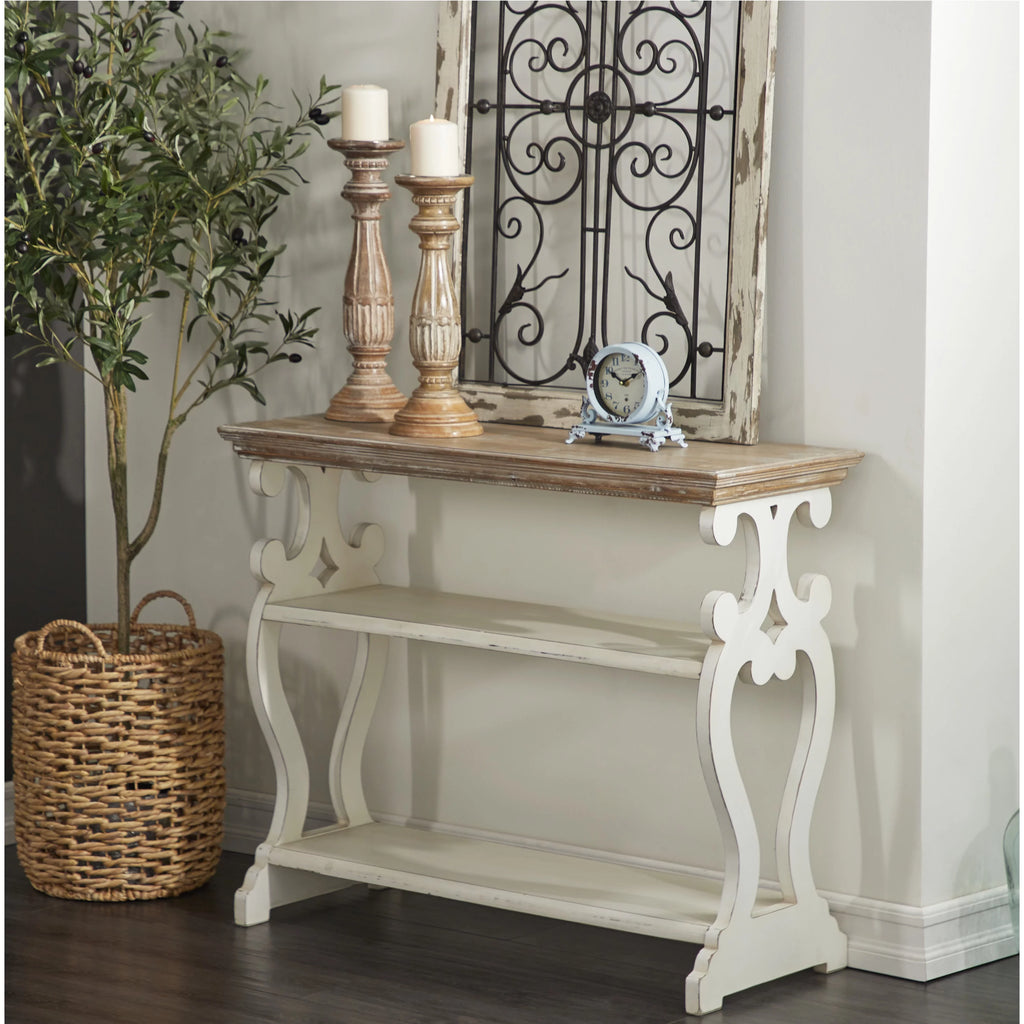 Farmhouse Decorative Console Table Ivory White 38"W Q2341
