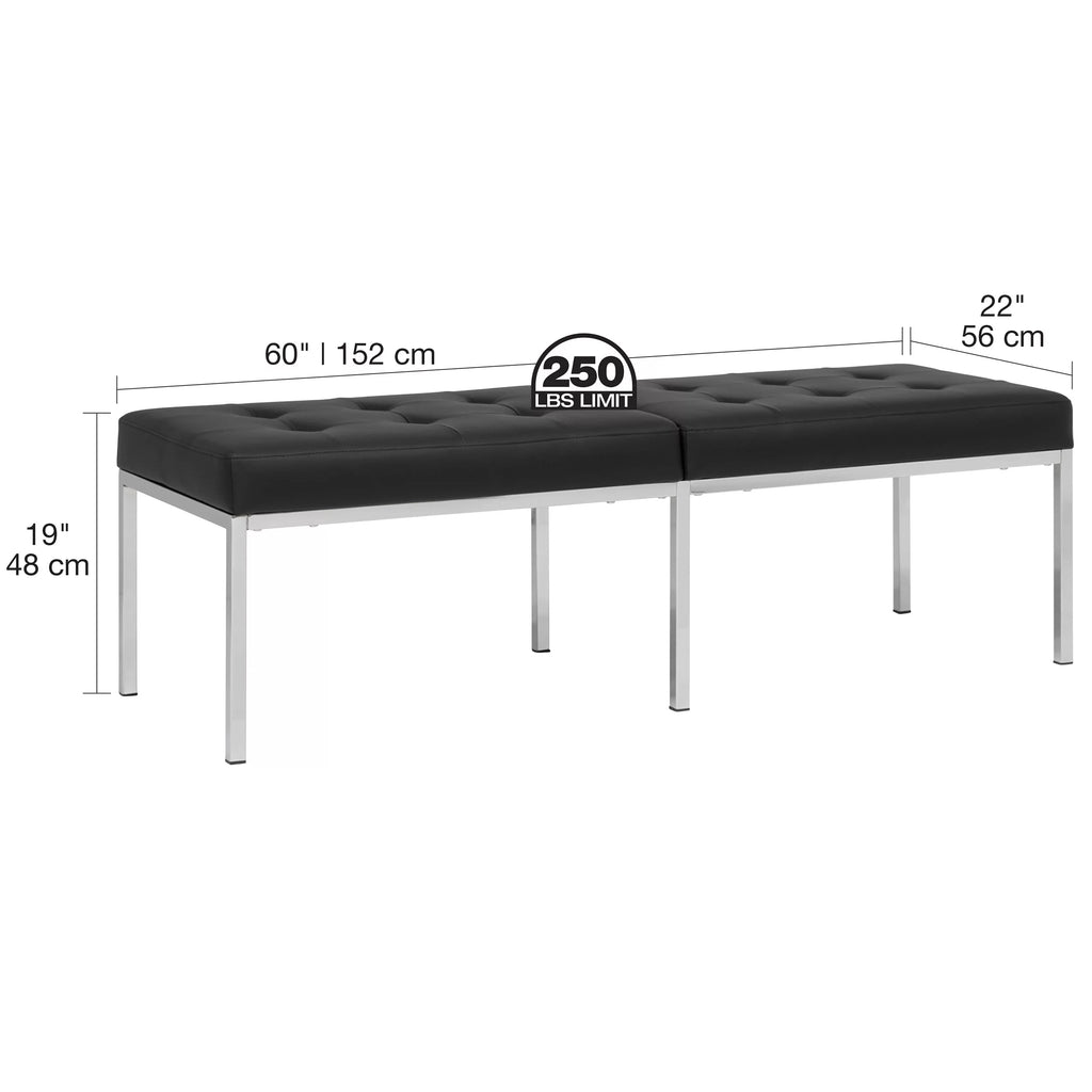 Metal and Leather 60 Inch Wide Bench I840