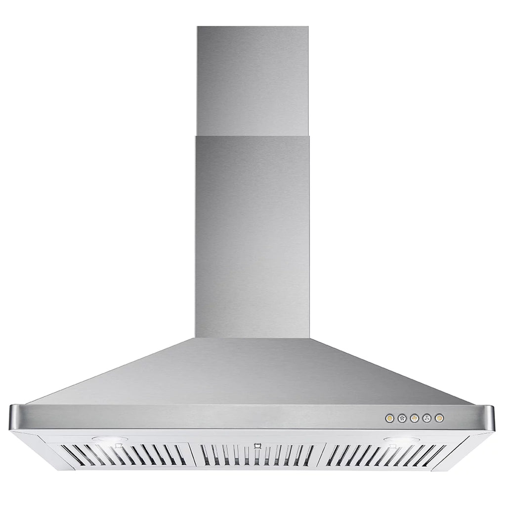 2 Piece Dual Fuel Range and Wall Mount Range Hood Kitchen Appliance Package C8755