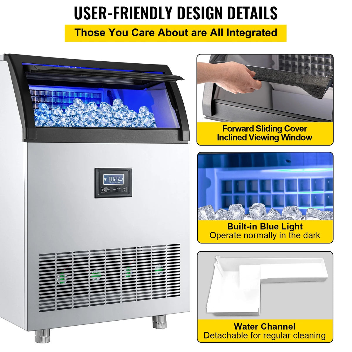 Commercial Ice Maker 200LBS/24H 55LBS Storage Q555