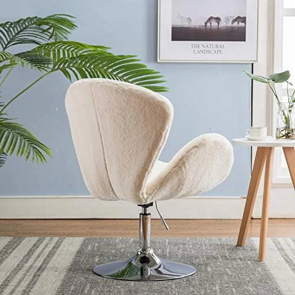 Faux Fur Plush Microfiber Swivel Height Adjustable Desk Chair J725649