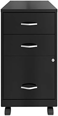 3 Drawer Metal Mobile File Cabinet with Lock, Black W77496