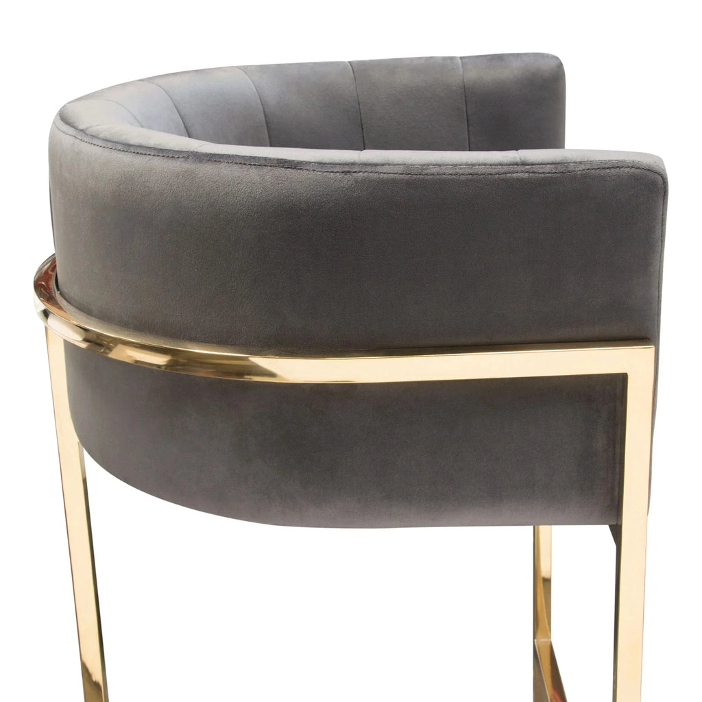 Grey Velvet Bar Height Chair Q42042