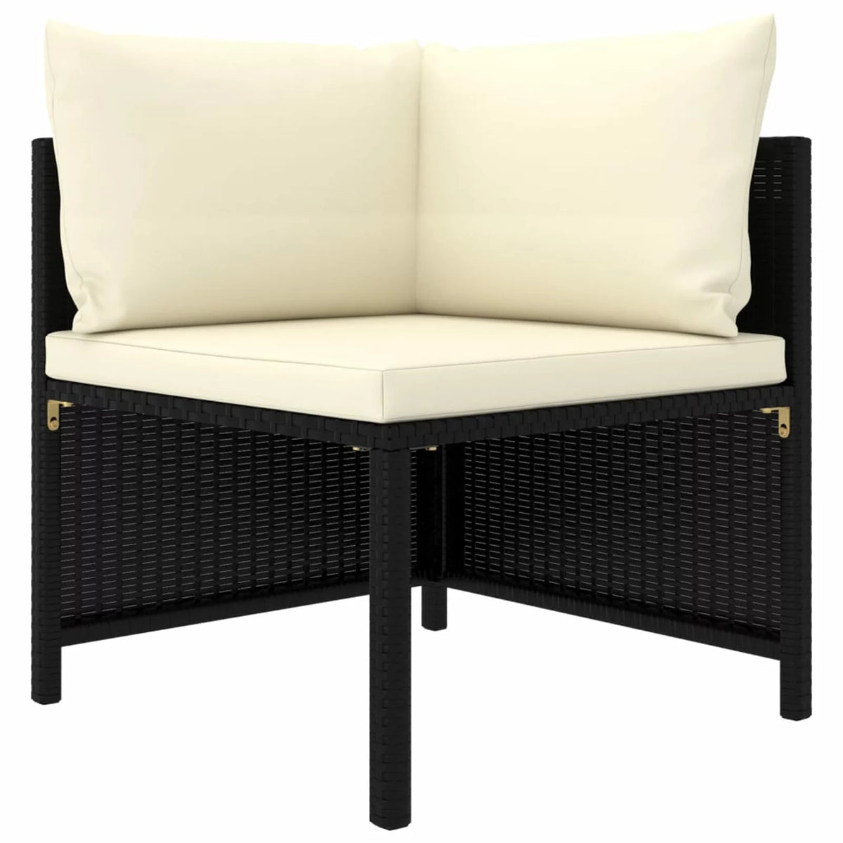 Black Poly Rattan Sectional Corner Sofa with Cushions E937691