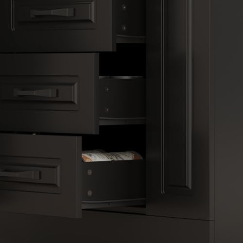 94.5" W Stationary Kitchen Island Storage Cabinet with Power Outlet, 3 Drawers, Black & Marble Grain S315