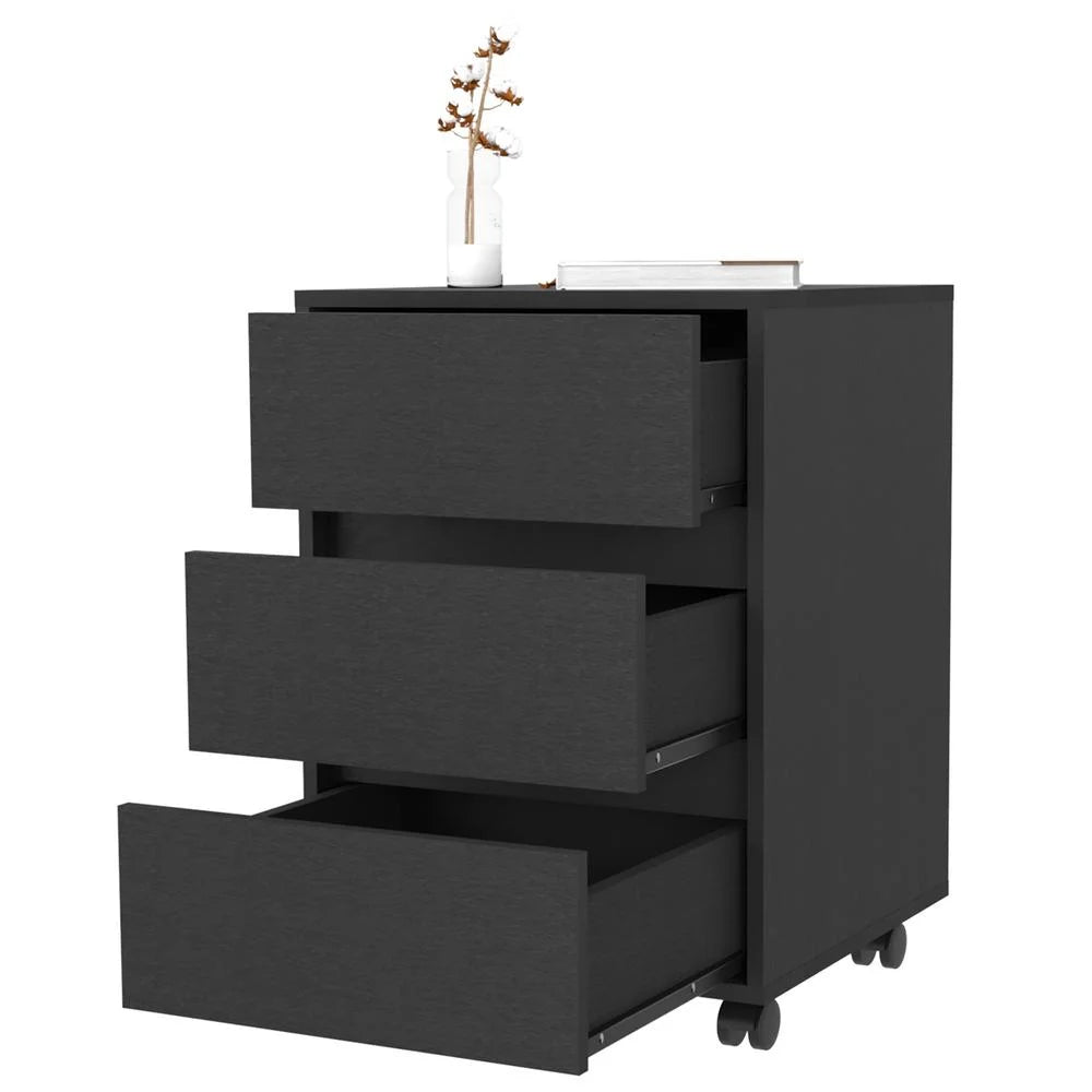 Black 3 Drawer Wood Filing Cabinet T845220