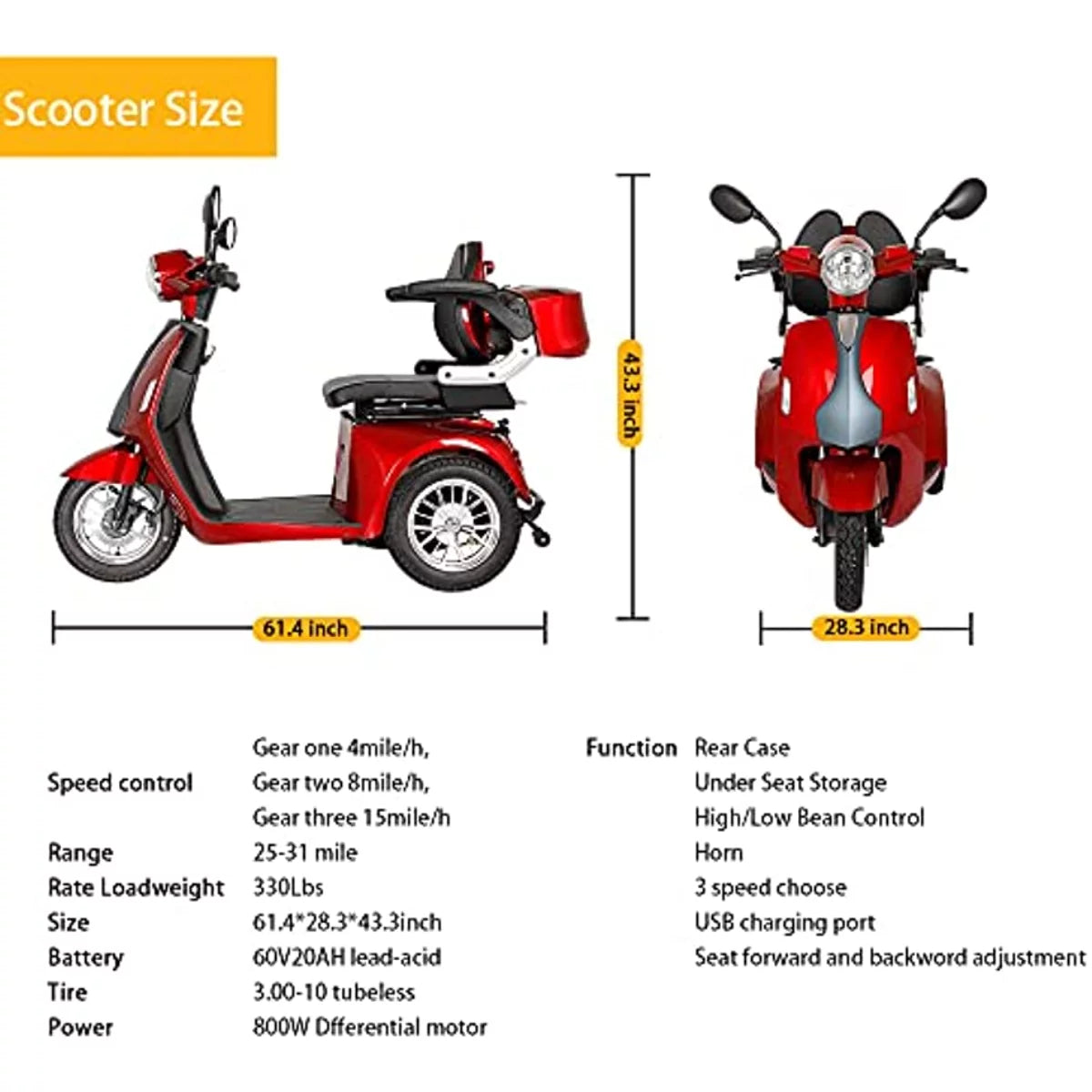 3 Wheel Mobility Scooter 500 Pounds R2899