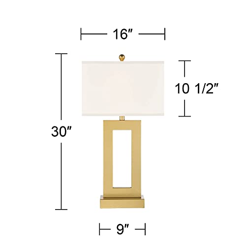 Set of 2 Gold Metal End Table Lamps with White Shade M21575