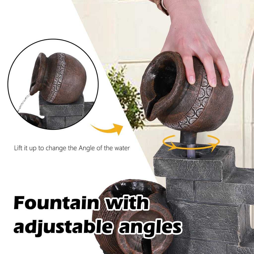 39.3" Outdoor Water Fountain with LED Lights 5 Tiers L64882
