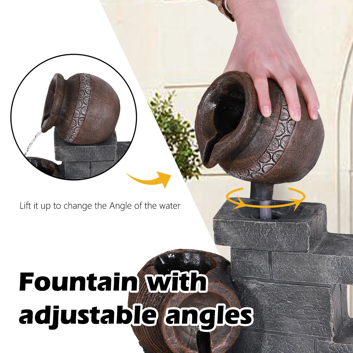 39.3" Outdoor Water Fountain with LED Lights 5 Tiers L64882