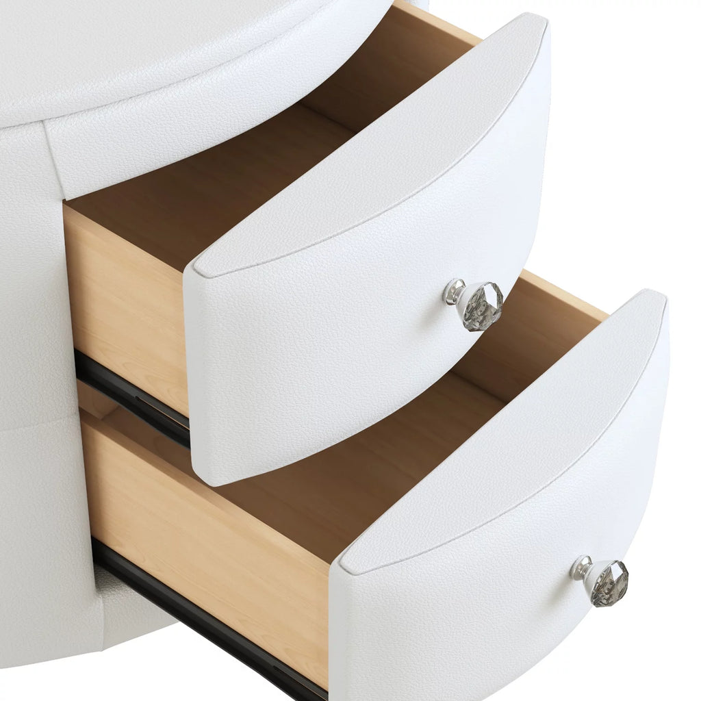 White 2 Drawer PU Leather Upholstered Nightstand L2949