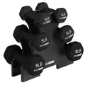3, 5, and 8 Pound Dumbbell Hand Weight Set with Storage Rack, Black B449