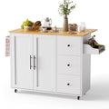 White Rolling Kitchen Island with Storage R5530