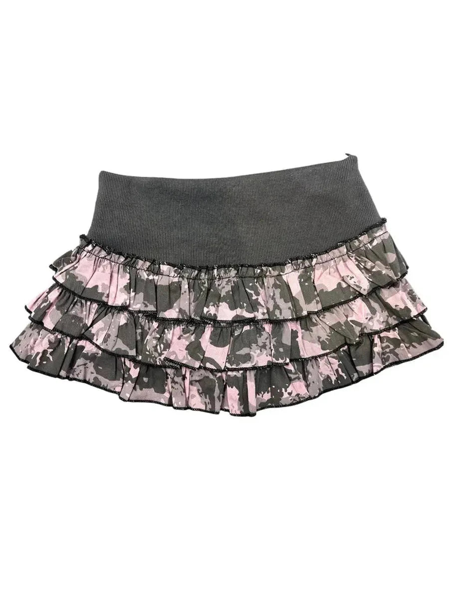 Rhinestone Camouflage Mini Skirt R372969