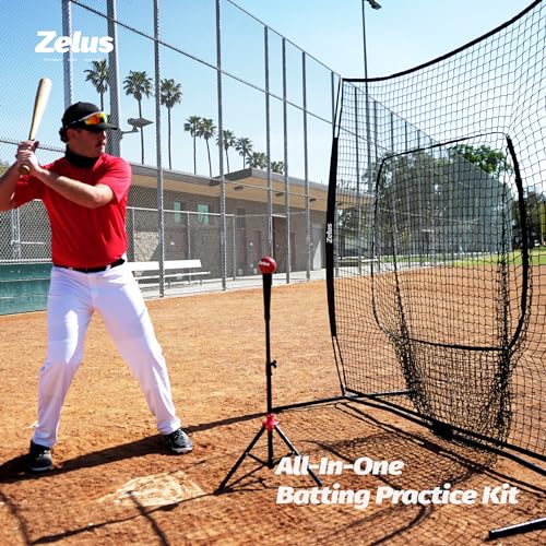 7x7ft Baseball Softball Practice Net with Tee and Carry Bag Q617