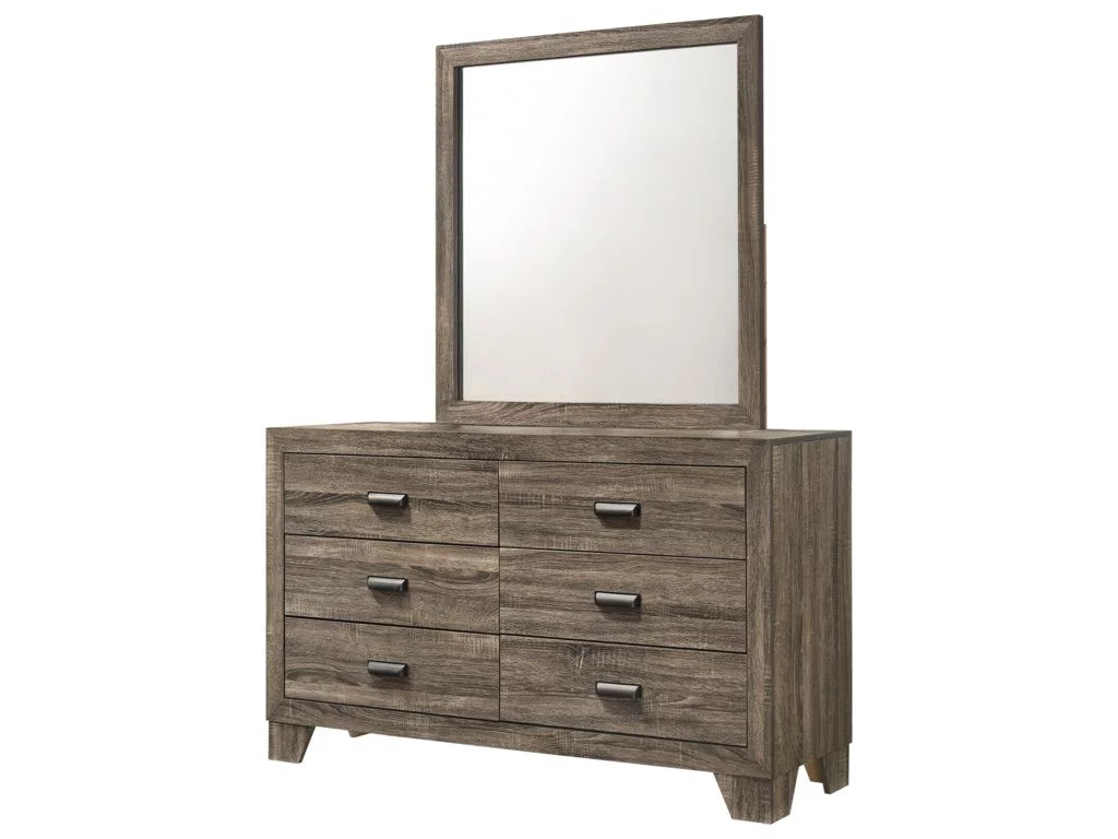 6Pc Queen Size Panel Bed Dresser Mirror Nightstand Chest Set Wooden Gray E834793