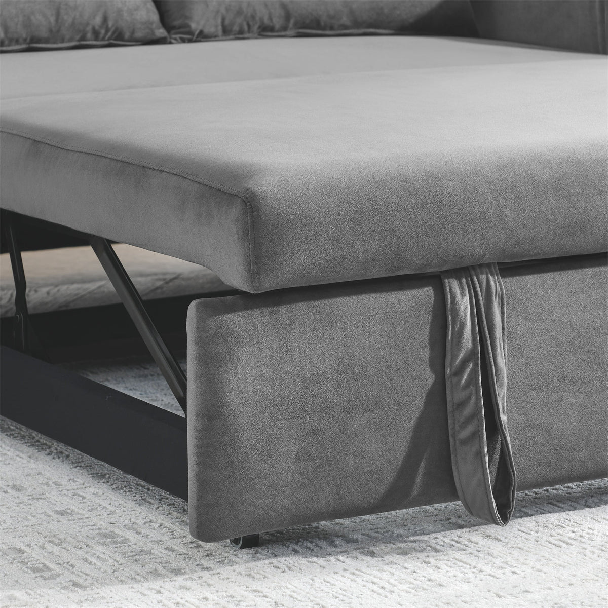 55" Velvet Pull Out Sofa Bed with 2 Pillows Y3819