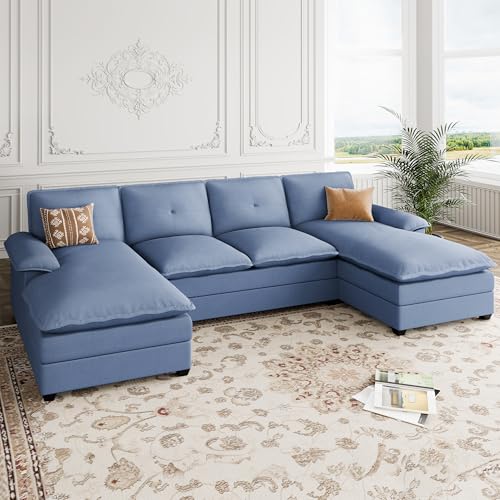 Blue U-Shaped Sectional Sofa with Double Chaise X524736