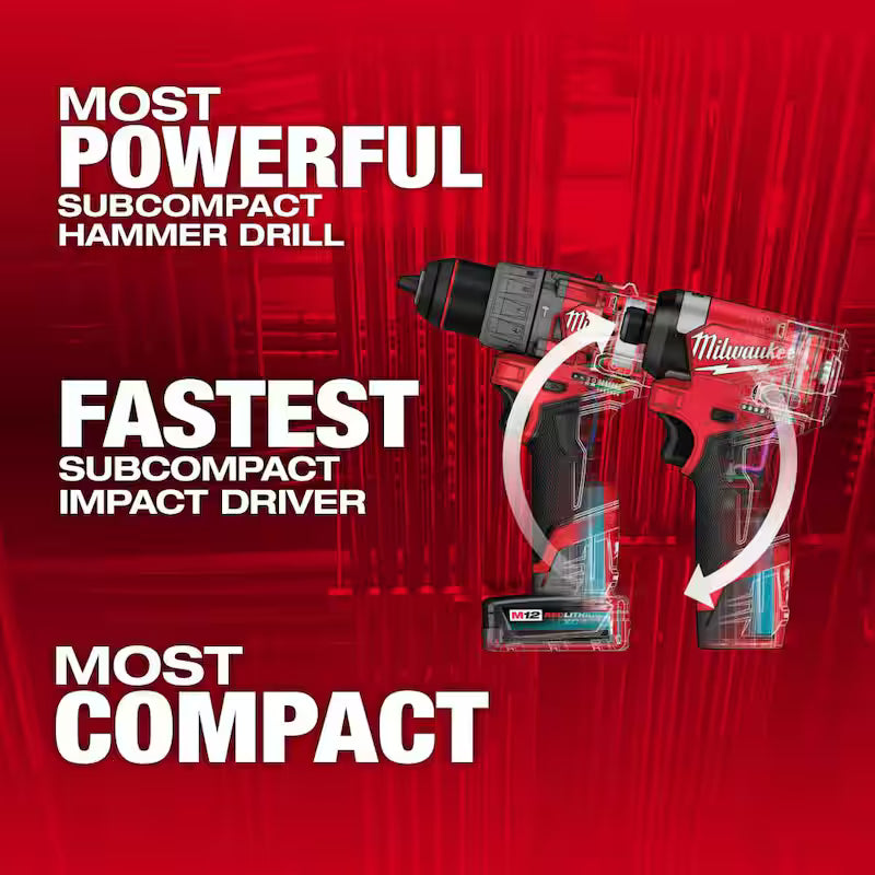 12-Volt Cordless Hammer Drill & Impact Driver Combo Kit with 50-Piece Bit Set A586