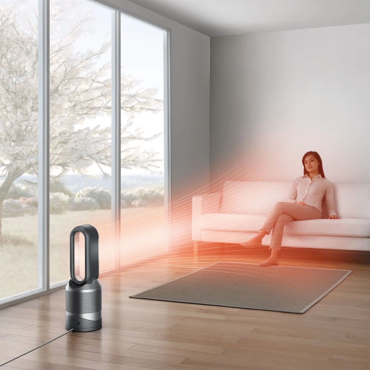 White Silver Air Purifier Heater and Fan X32957