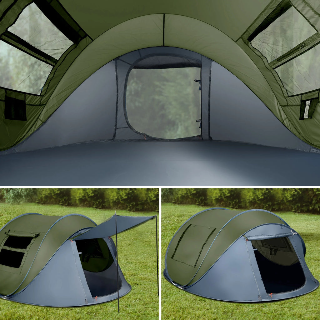 6 Person Pop up Tent 2 Doors Green I807981